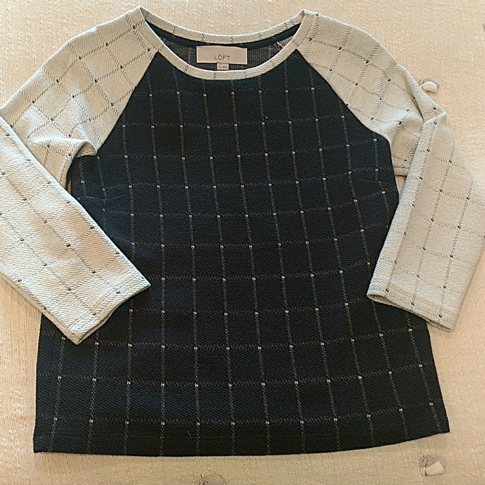 Anne Taylor Loft 3/4 length plaid sweater